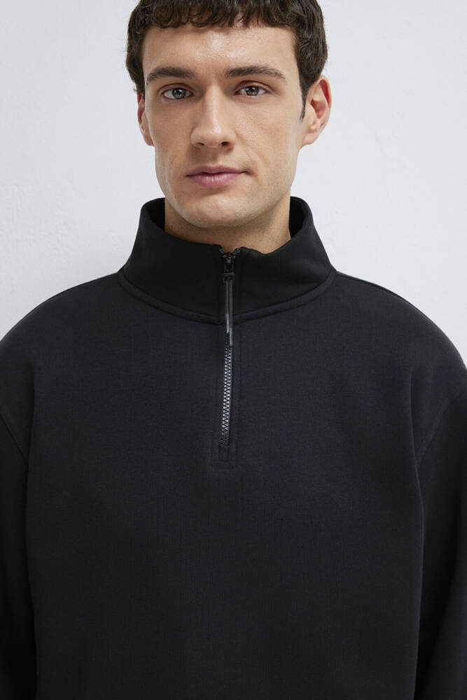 Erkek Yarım Fermuarlı Sweat 0S10278-900 Siyah  - 6