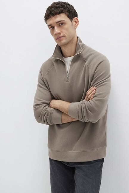Erkek Yarım Fermuarlı Sweat 0S10483-70380 Bej (1)