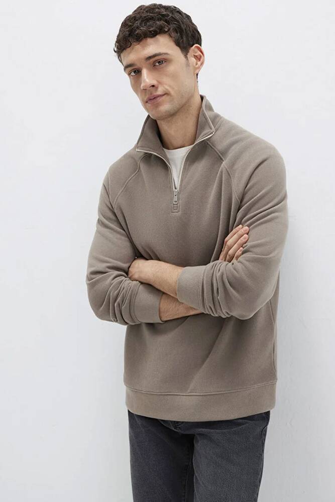 Erkek Yarım Fermuarlı Sweat 0S10483-70380 Bej 