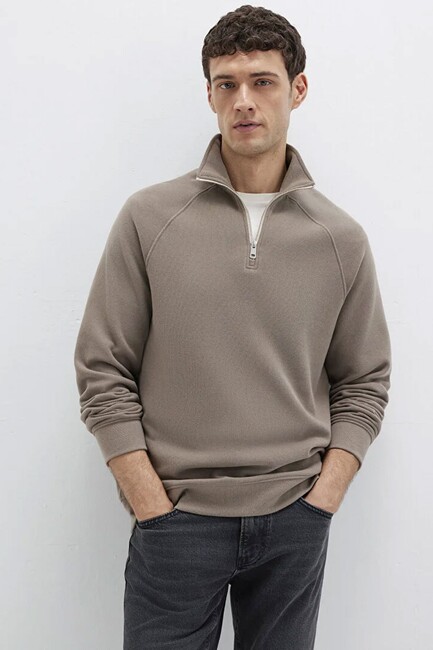 Erkek Yarım Fermuarlı Sweat 0S10483-70380 Bej (2)