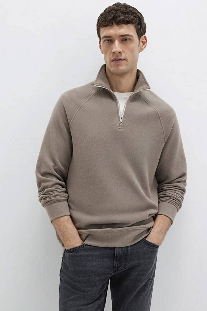 Erkek Yarım Fermuarlı Sweat 0S10483-70380 Bej 