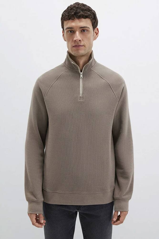 Erkek Yarım Fermuarlı Sweat 0S10483-70380 Bej 