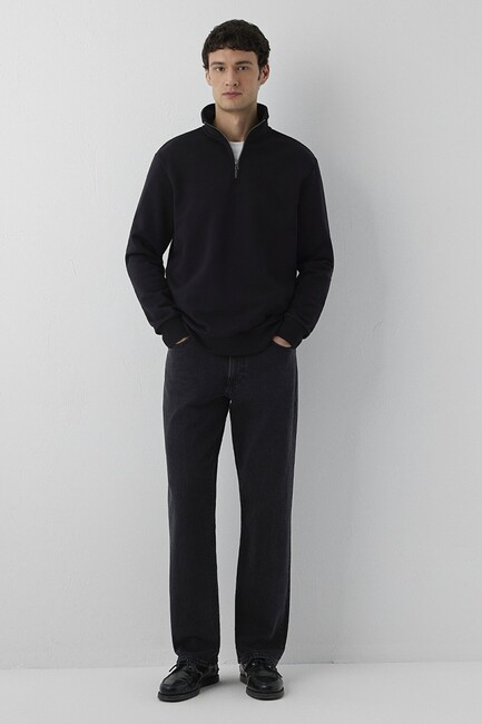 Erkek Yarım Fermuarlı Sweat 0S20027-900 Siyah (2)