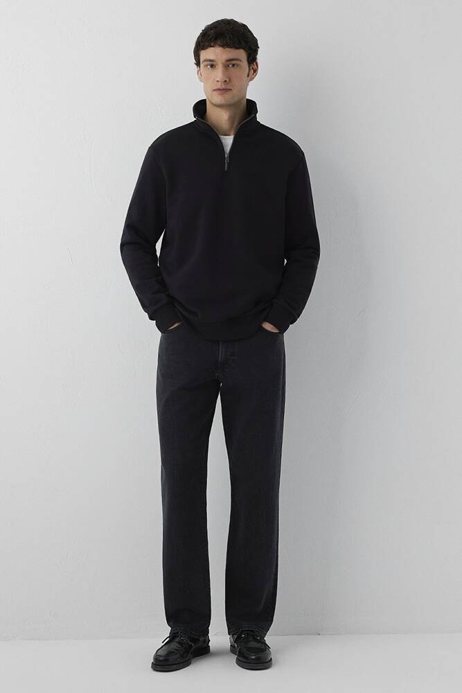 Erkek Yarım Fermuarlı Sweat 0S20027-900 Siyah 