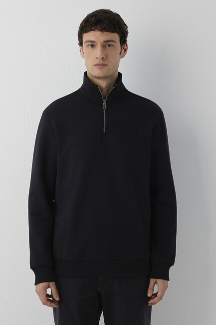 Erkek Yarım Fermuarlı Sweat 0S20027-900 Siyah (3)