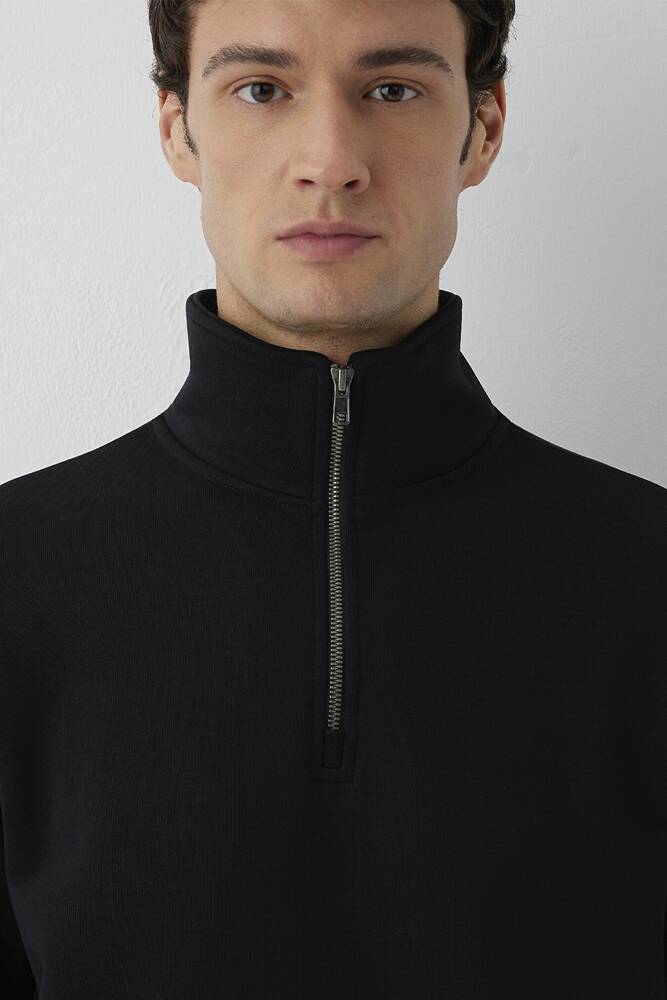 Erkek Yarım Fermuarlı Sweat 0S20027-900 Siyah 