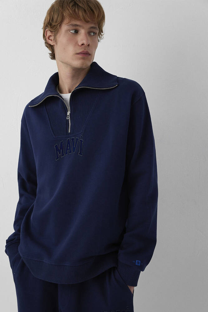 Erkek Yarım Fermuarlı Sweat 0S20212-84371 Lacivert - 1