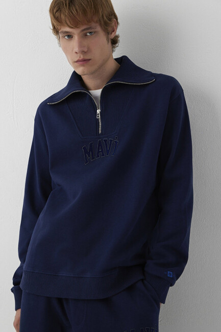 Erkek Yarım Fermuarlı Sweat 0S20212-84371 Lacivert  (1)