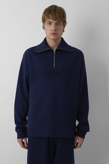 Erkek Yarım Fermuarlı Sweat 0S20212-84371 Lacivert - 4