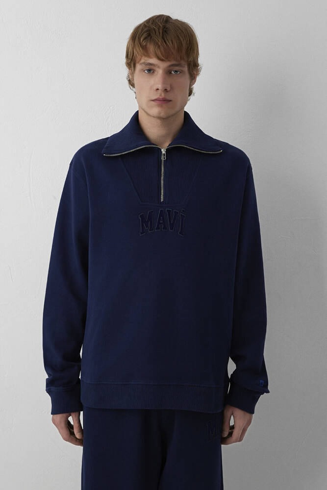 Erkek Yarım Fermuarlı Sweat 0S20212-84371 Lacivert - 4