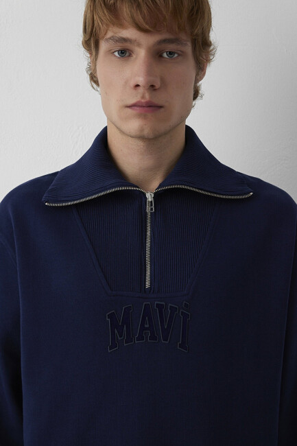 Erkek Yarım Fermuarlı Sweat 0S20212-84371 Lacivert - 7