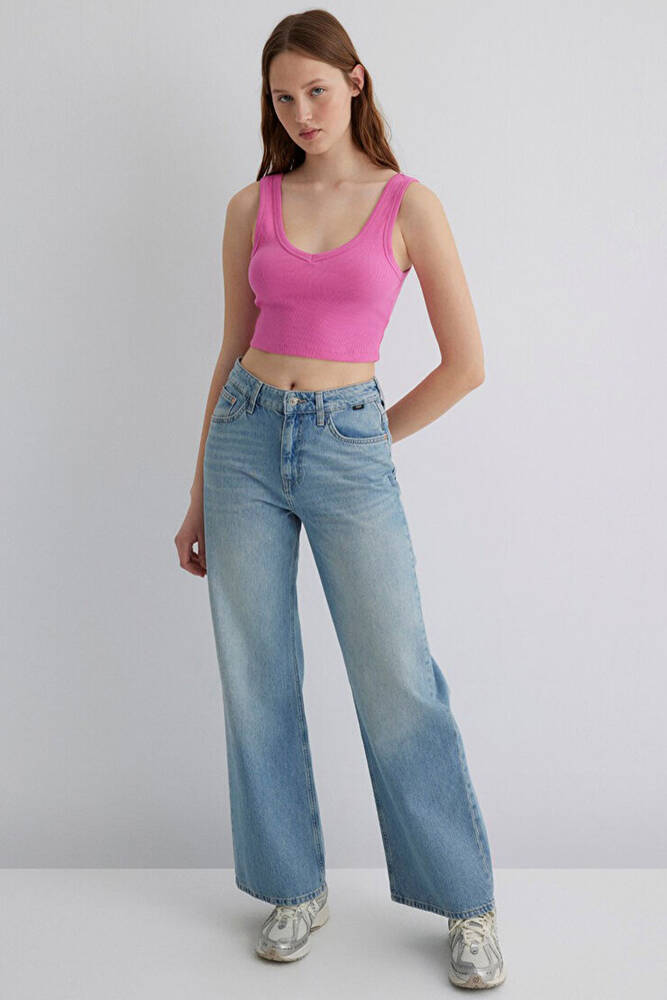 Kadın Askılı V Yaka Basic 1612375-70572 Pembe 