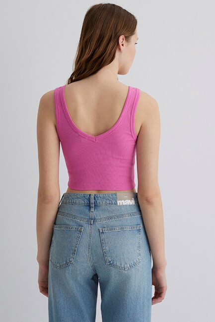 Kadın Askılı V Yaka Basic 1612375-70572 Pembe - Thumbnail