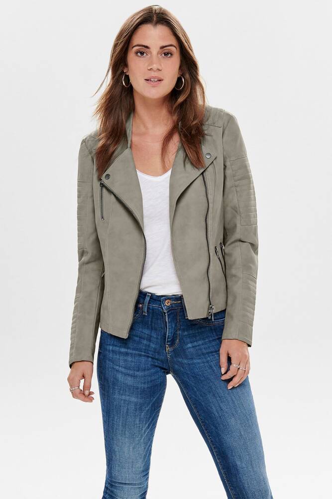 Kadın Ava Suni Deri Ceket 15102997 Yeşil 