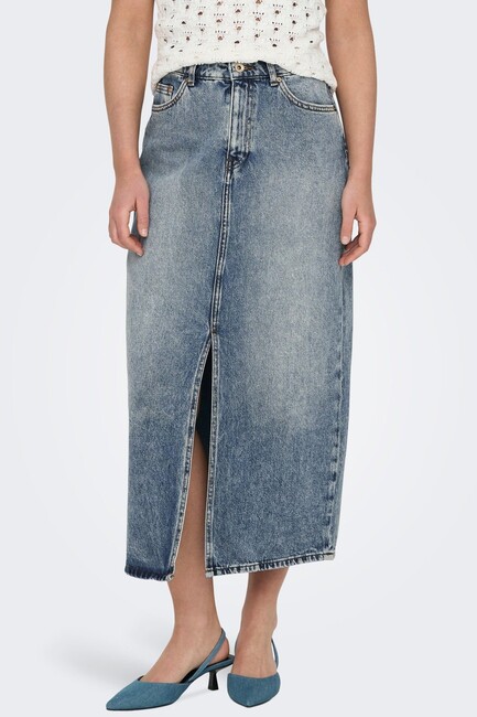 Kadın Ayoe Yüksek Bel Etek 15311569 Mavi (1)