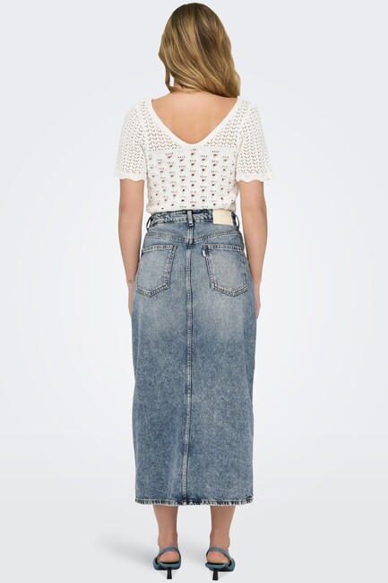 Kadın Ayoe Yüksek Bel Etek 15311569 Mavi (2)