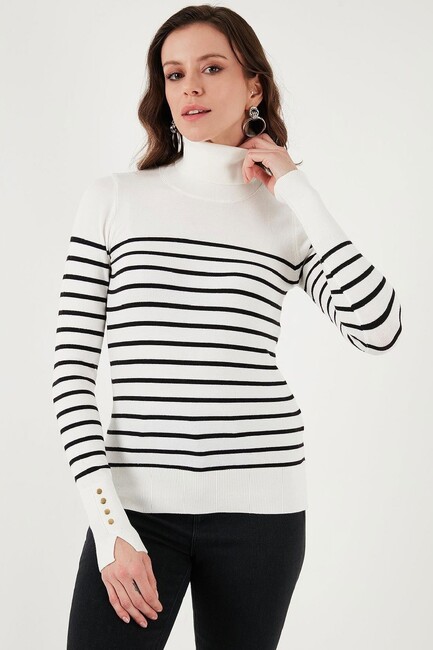 Kadın Balıkçı Yaka Kazak 25K0024K1 Beyaz (1)