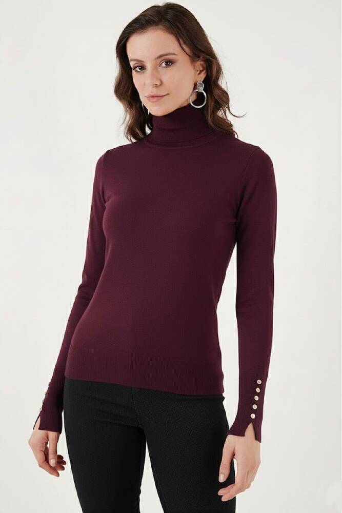 Kadın Balıkçı Yaka Kazak 25K0024K1 Bordo 