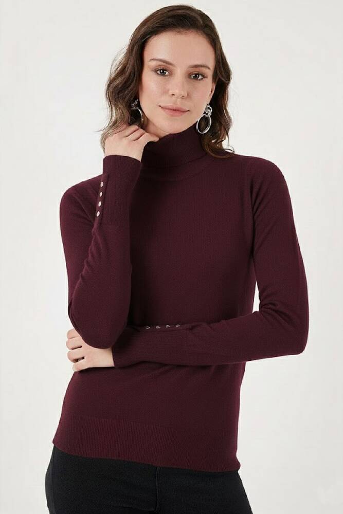 Kadın Balıkçı Yaka Kazak 25K0024K1 Bordo 