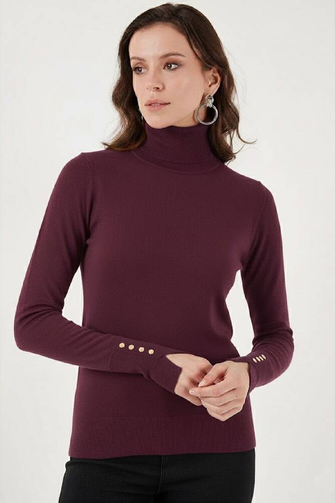 Kadın Balıkçı Yaka Kazak 25K0024K1 Bordo 