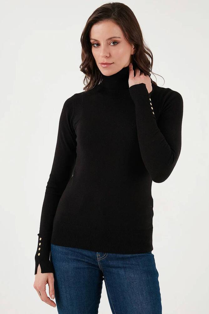 Kadın Balıkçı Yaka Kazak 25K0024K1 Siyah 