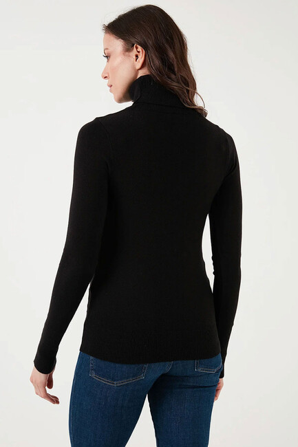 Kadın Balıkçı Yaka Kazak 25K0024K1 Siyah - Thumbnail