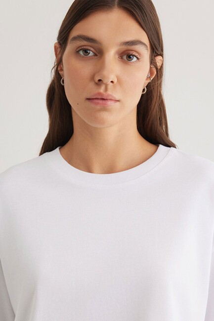 Kadın Basic Crop Tişört 1612377-620 Beyaz - Thumbnail
