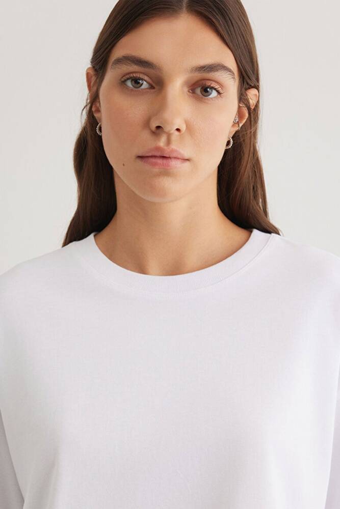 Kadın Basic Crop Tişört 1612377-620 Beyaz 