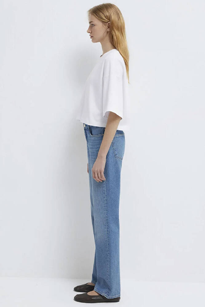Kadın Basic Crop Tişört 1612377-620 Beyaz 