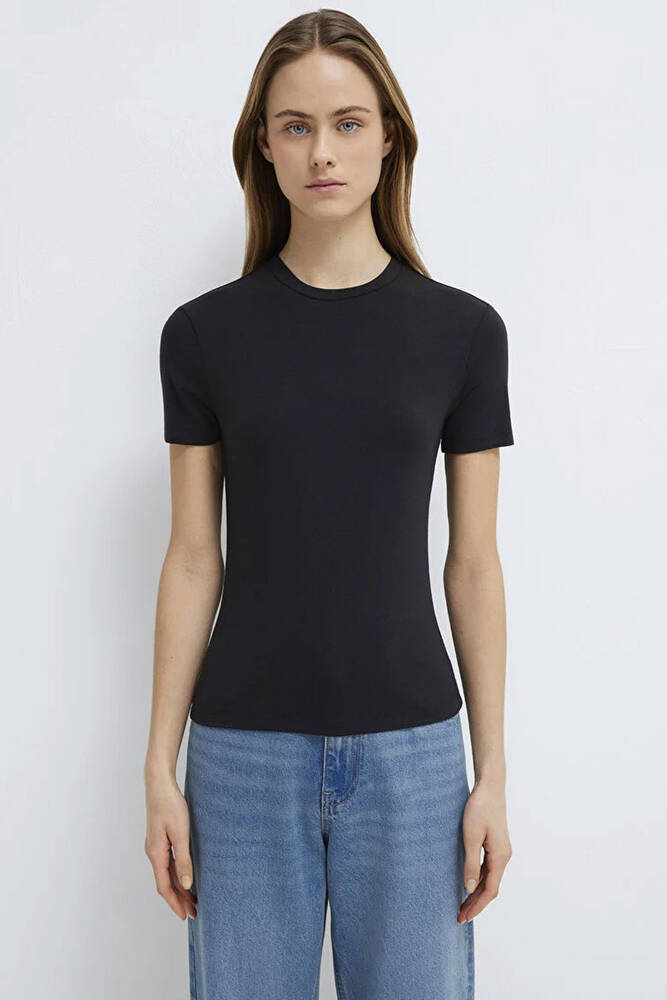 Kadın Basic Kısa Kol Tshırt 1600963-900 Siyah 