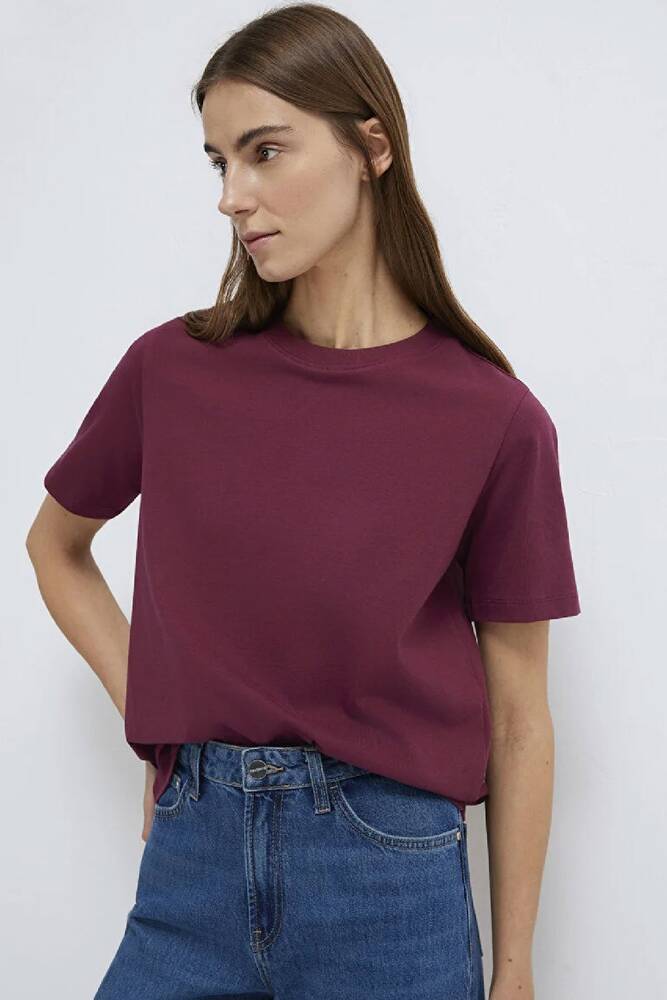 Kadın Basic Tişört 1600965-70393 Bordo 