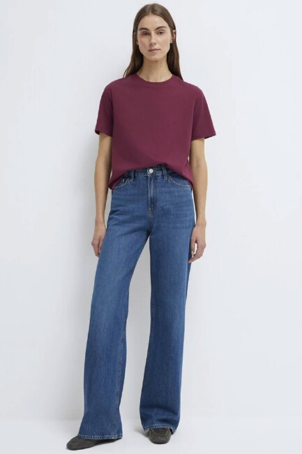 Kadın Basic Tişört 1600965-70393 Bordo (2)