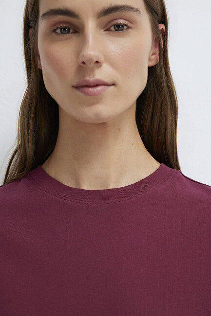 Kadın Basic Tişört 1600965-70393 Bordo - Thumbnail