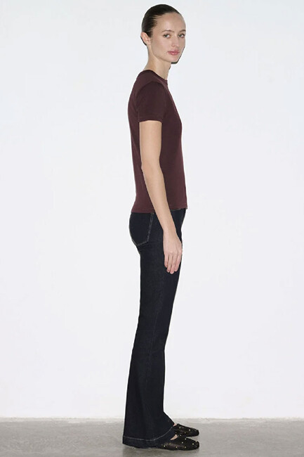 Kadın Basic Tişört 1614065-70223 Kahve - Thumbnail