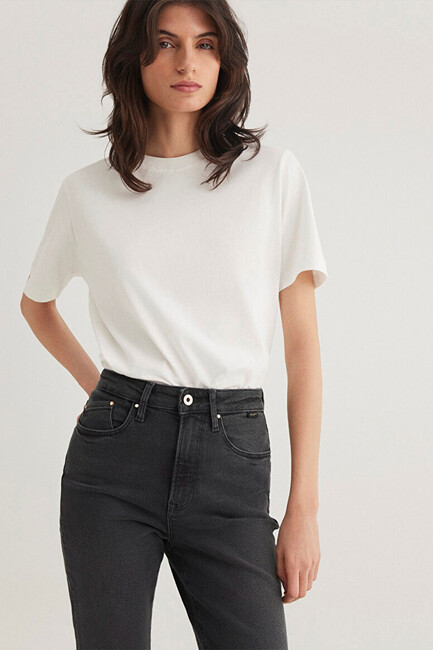 Kadın Basic Kısa Kol Tshırt 1600965-33389 Ekru (3)