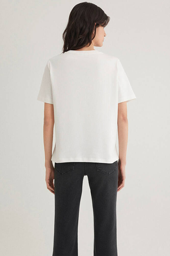 Kadın Basic Kısa Kol Tshırt 1600965-33389 Ekru 