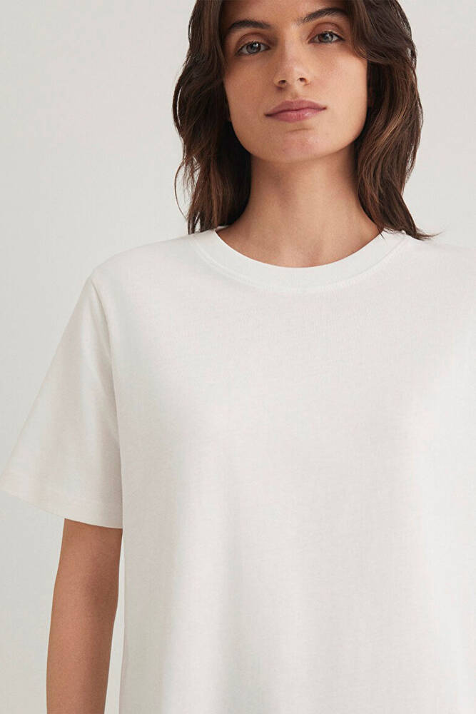 Kadın Basic Kısa Kol Tshırt 1600965-33389 Ekru 