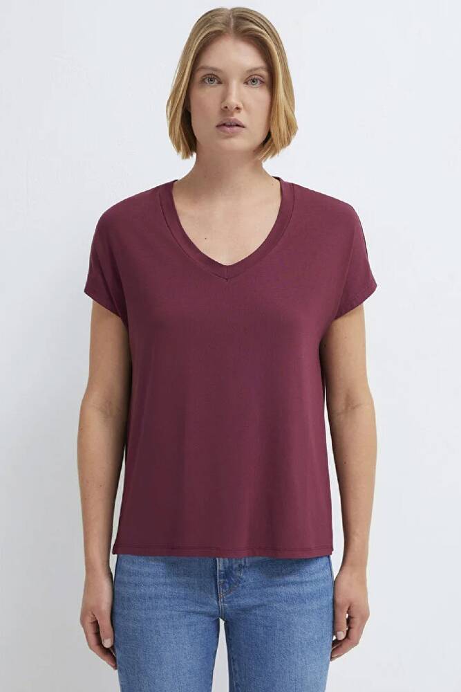 Kadın Basic V Yaka Penye 167714-70393 Bordo 