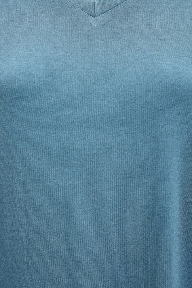 Kadın Basic V Yaka Tişört 167714-70753 Mavi 