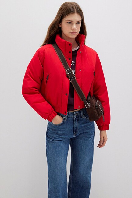 Kadın Baskılı Ceket 1110269-90367 Kırmızı (1)