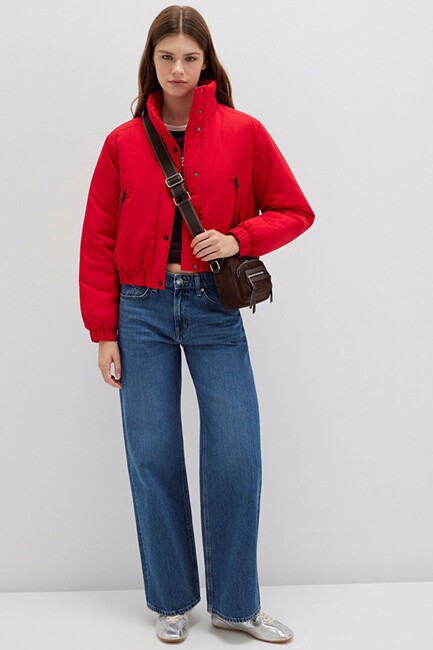 Kadın Baskılı Ceket 1110269-90367 Kırmızı (2)