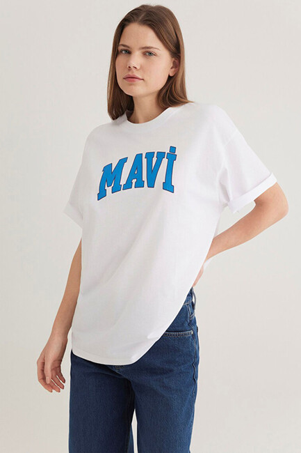 Kadın Baskılı Tişört 1600843-70000 Beyaz (1)