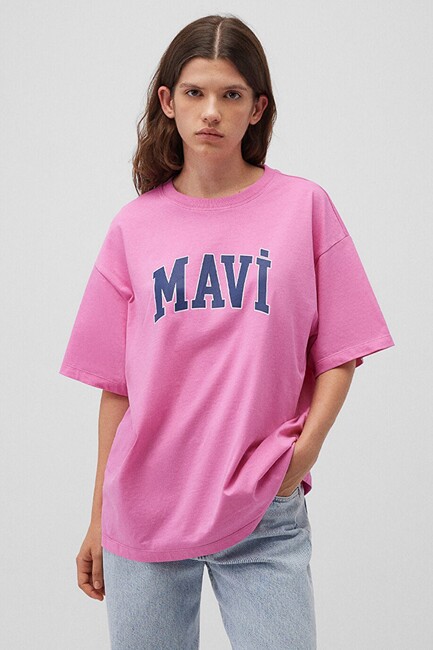 Kadın Baskılı Tişört 1600843-71033 Pembe (1)