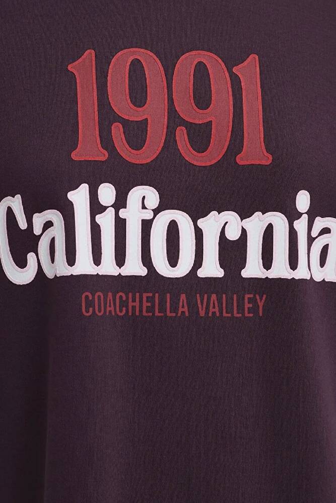 Kadın Baskılı Tişört 1613913-70223 Bordo 