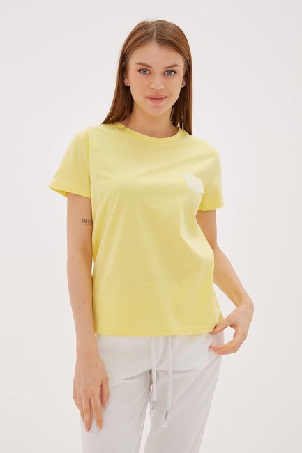 Kadın Baskılı Tişört 23Y0680K1 Sarı (2)
