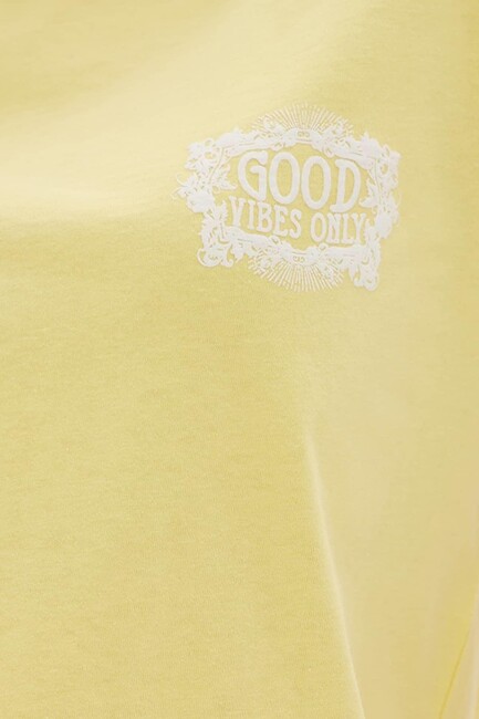 Kadın Baskılı Tişört 23Y0680K1 Sarı - Thumbnail