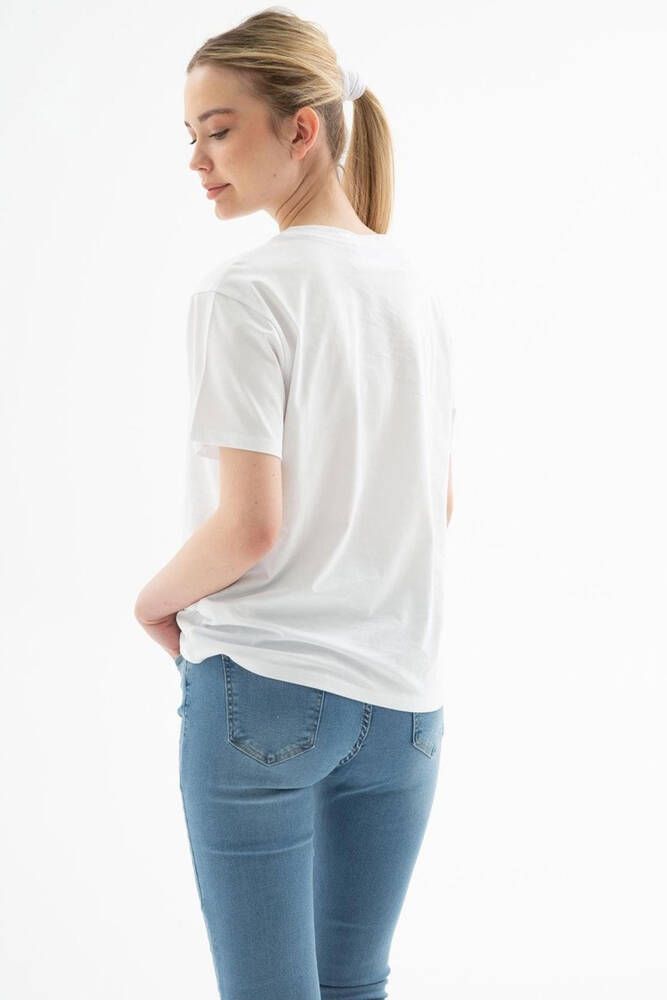 Kadın Baskılı Tişört 25Y0122K1 Beyaz 