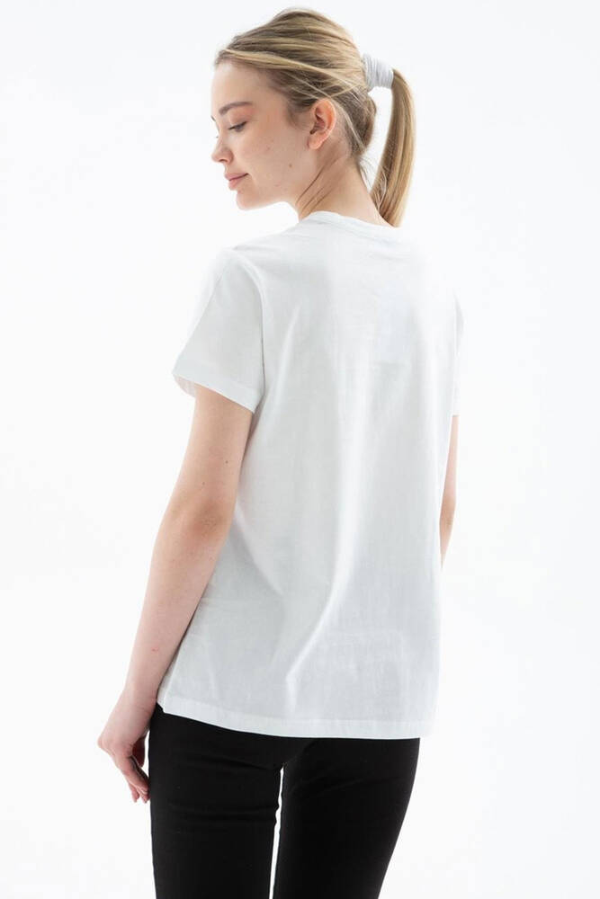 Kadın Baskılı Tişört 25Y0400K1 Beyaz 