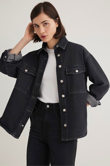 Kadın Bekka Denim Gömlek 1211000-89238 Gri (2)