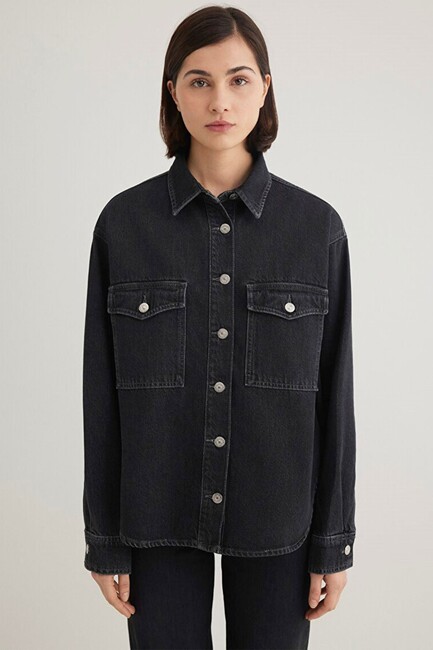 Kadın Bekka Denim Gömlek 1211000-89238 Gri - Thumbnail